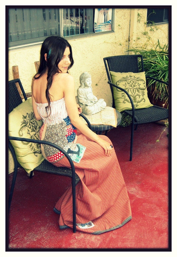 CUSTOM Made to Order LOVE Hippy Vintage Long PJ Maxi Dress
