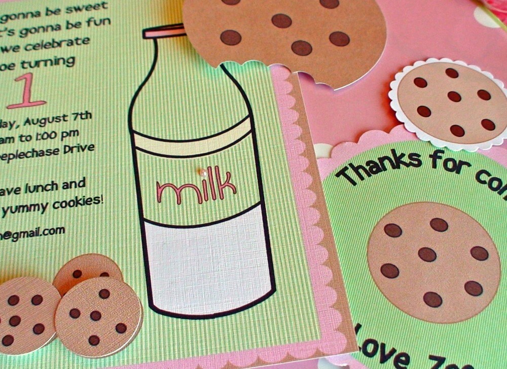 Girls Milk and Cookies Printable Invitation Package Il_570xn