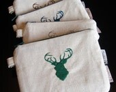 Deer Silhouette Embroidered Zipper Pouch - Pick your color