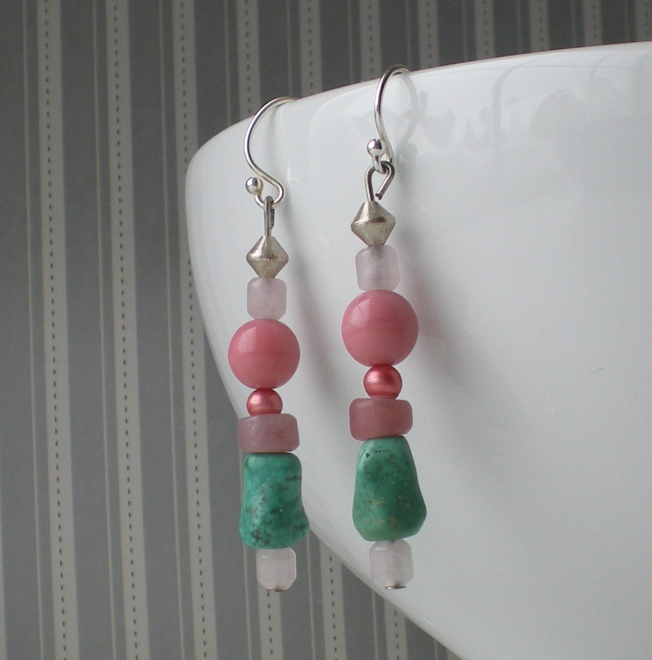 Turquoise and Pink Earrings