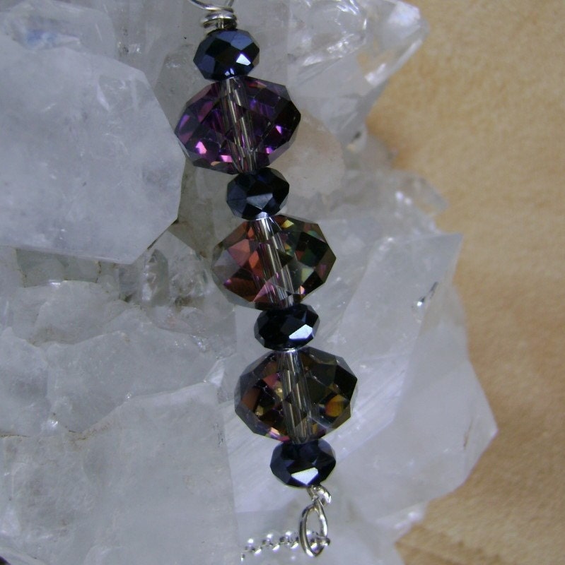 Colored Crystal Necklace Handmade Wire Wrapped Faceted Rainbow