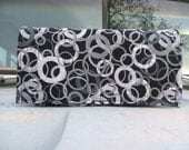 Coupon Organizer Holder Geometric Black Gray and Silver Circles Fabric with Ironing Board Lining