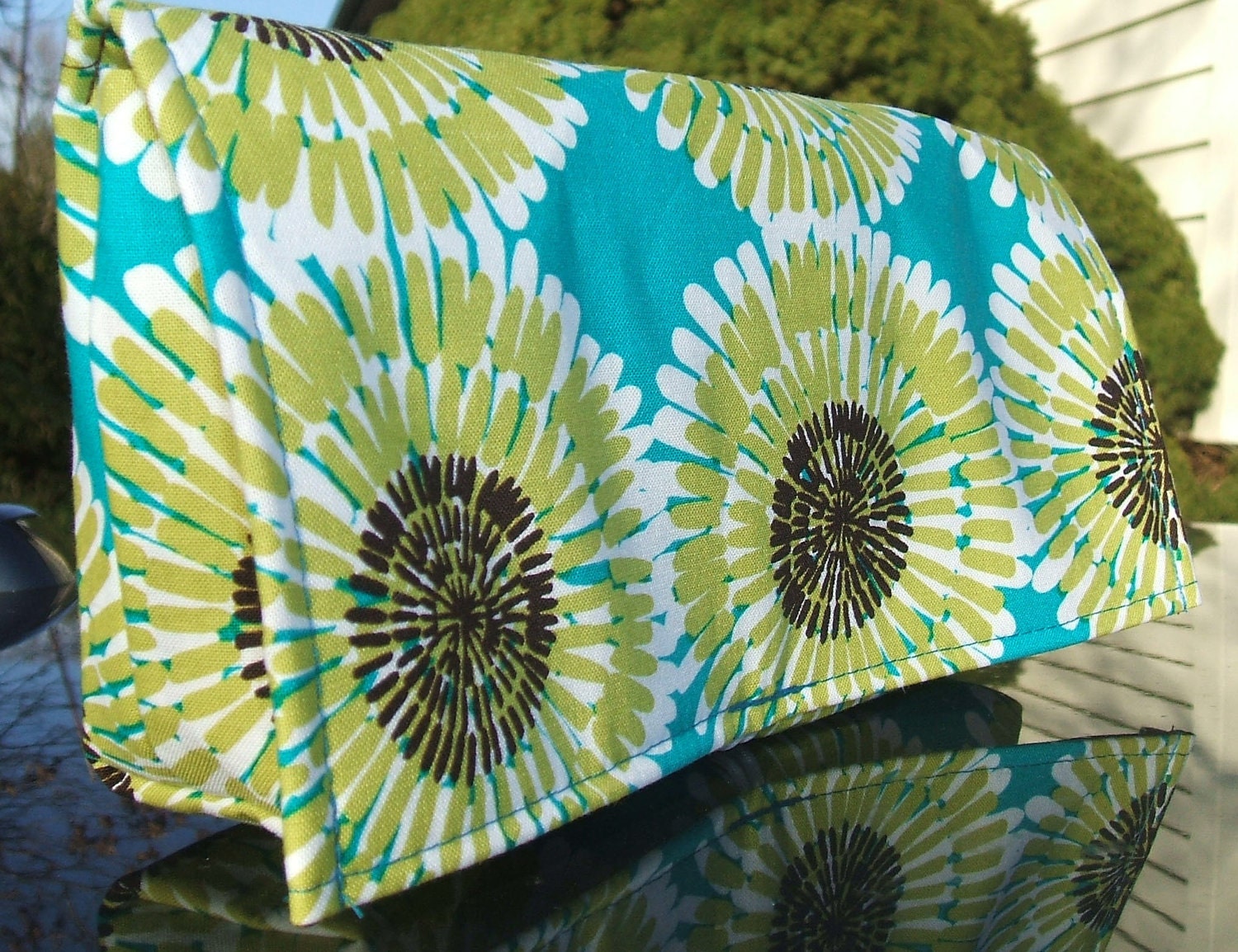 Coupon Organizer Wallet Floral Lagoon Fabric Brown Lined