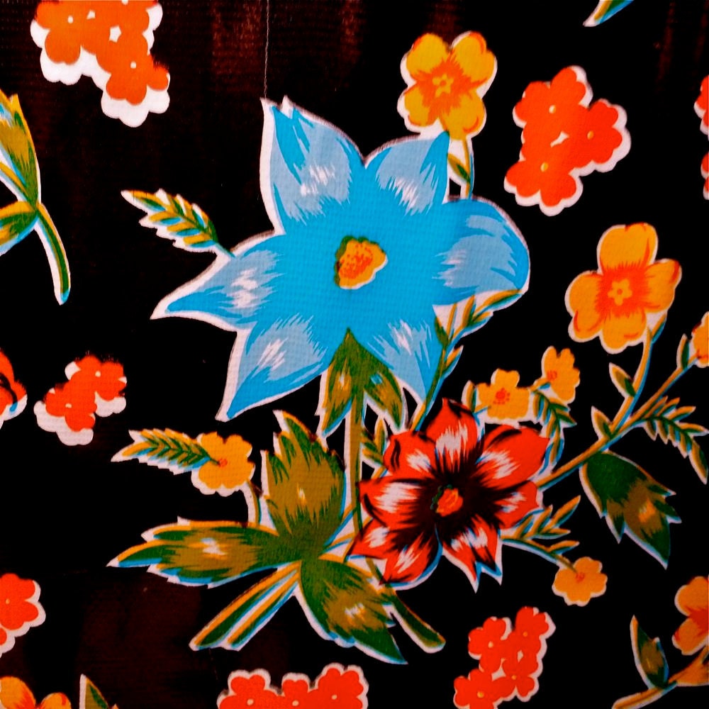 Black Hibiscus Oilcloth Yardage from Oilcloth Addict