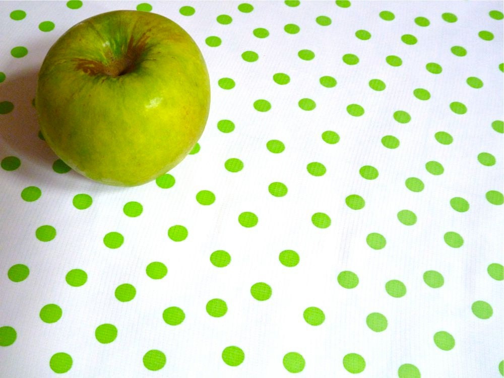 Special Purchase Order for Patty - Oilcloth Fabric Lime Green Polka Dot from Oilcloth Addict