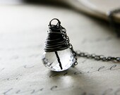 Crystal Quartz Necklace Tourmalinated Black White Pendant