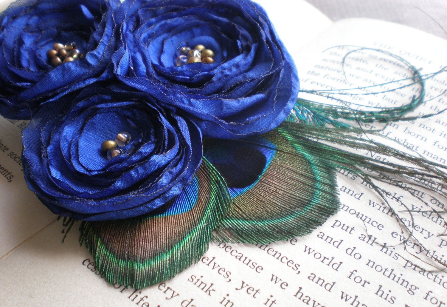 The Royal, flower and feather brooch/clip-Made to Order