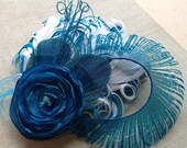 Peacock and Nagorie Feather Hair Clip  - Made to order