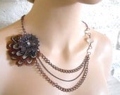 Adventurers Necklace Multi Strand Vintage Inspired Copper, Feathers, with Crystals