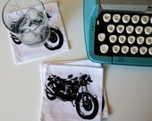 Motorcycle Screen Printed Cotton Coaster Set of Four