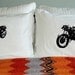 Screen Printed Vintage Motorcycle Pillowcase Pair Black on White