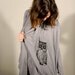 SALE---Owl Slub Cardigan Throw Over Black /Small