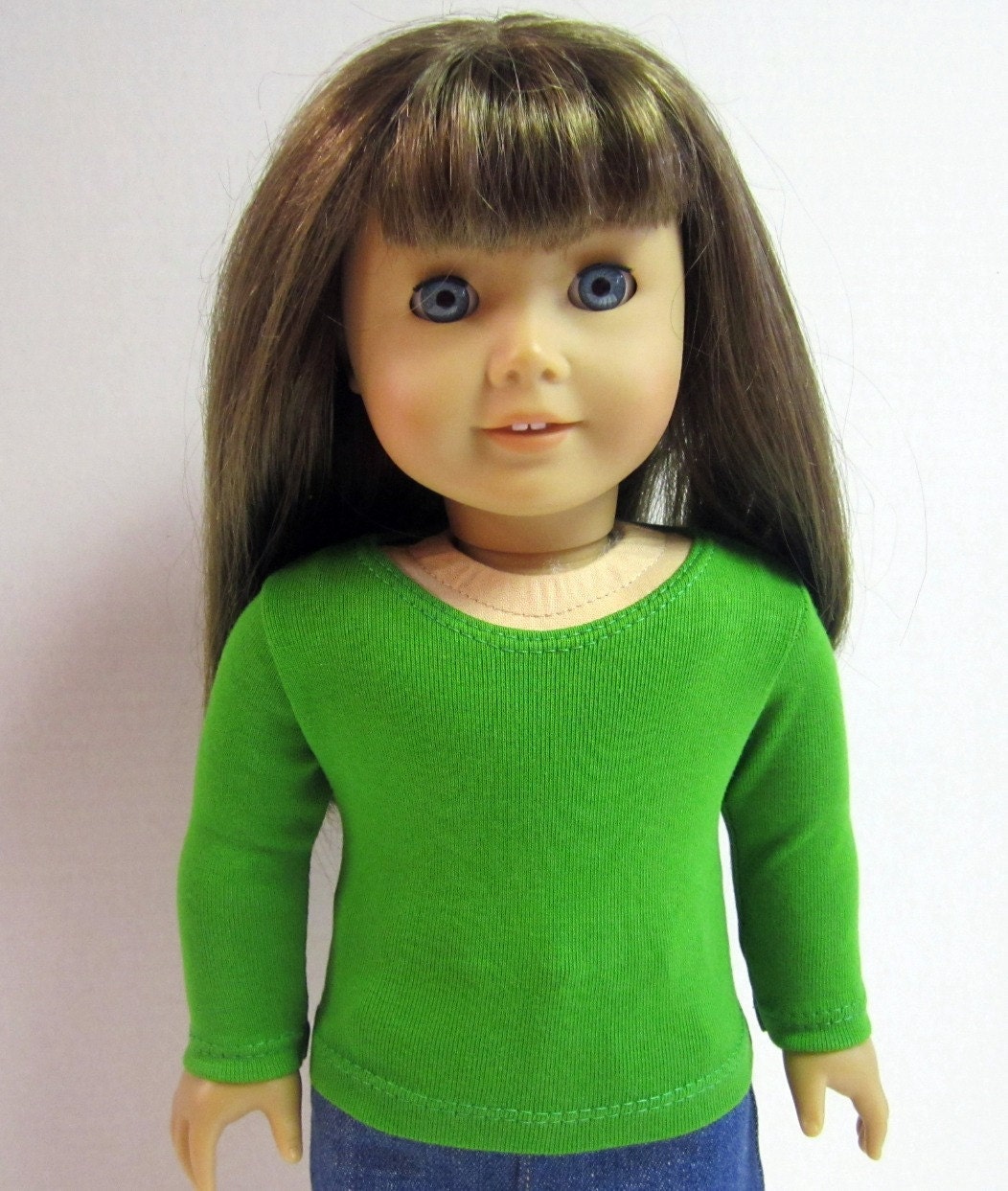 American Girl Doll Fitted Leaf Green Long Sleeved T Shirt by Crazy For Hue