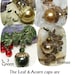 Acorn Necklace Large Golden Oak Leaf Swarovski Pearl Vintage Gold Fancy Brass Soldered Chain Champagne Patina Frosted