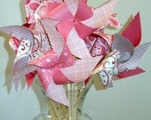 12 Spinning Romance Love Heart Large Twirlable Pinwheels Party Set