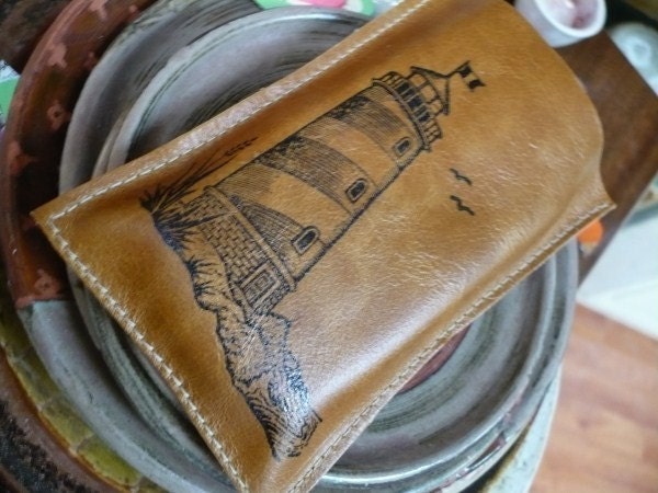 Ipod iphone sleeve leather handprinted