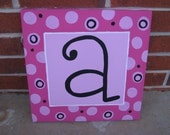 initial canvas art - polka dot border