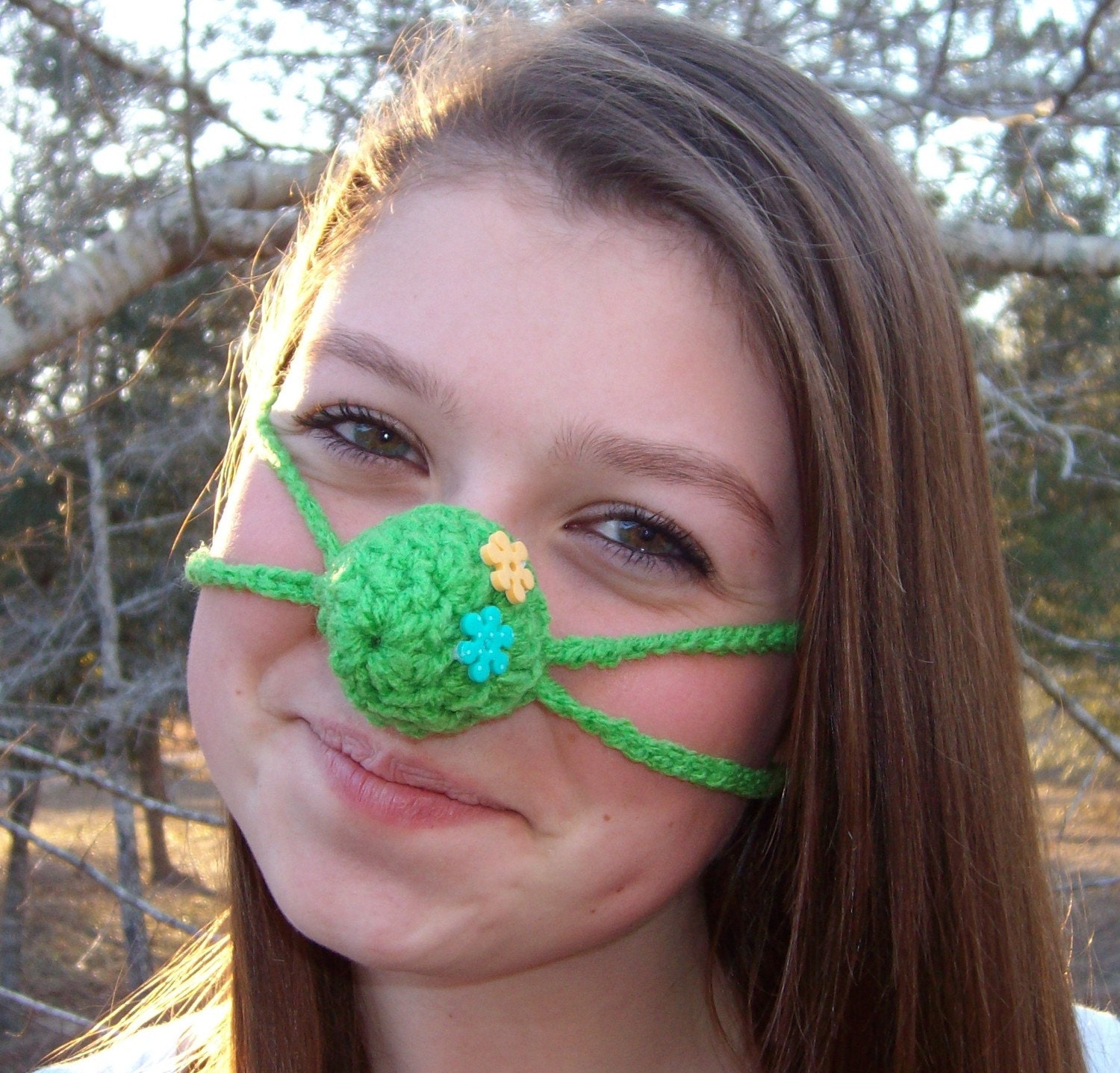 Spring Green Nose Warmer, Teen, Tween, Woman, Nose Cozy, Crocheted, Cold Nose, Adult
