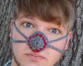 Burgundy on Gray Nose Warmer, Outdoor Lover, Man or Woman, Teen, Nose Cozy, Nose Cover, Unisex, Crocheted,