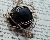 Dark Green, Bloodstone, Sterling Silver, Pendant, Wire Wrapped Jewelry