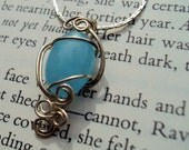 Robin's Egg Blue Aventurine, Sterling Silver, Pendant, Wire Wrapped Jewelry