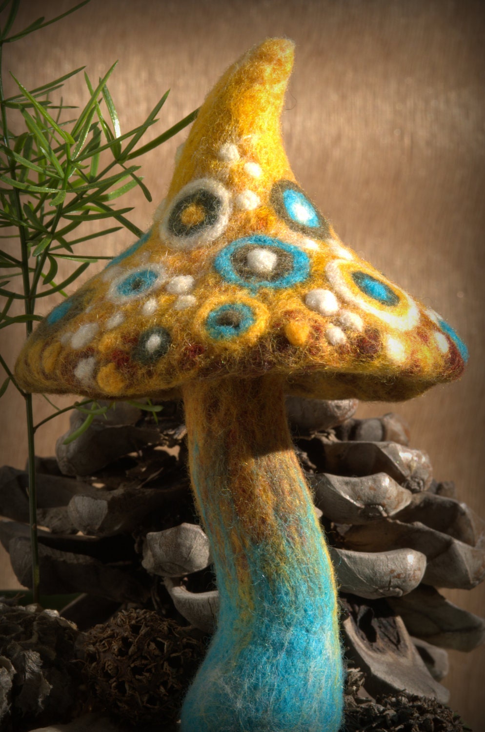 A happy felted mushroom Made to order