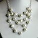 Deconstructed Pearl Statement Bib Necklace - Elegant Multi Strand White Vintage Faux Pearl Beads