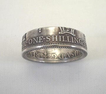 Coin Ring, New Guinea, 1935 One Shilling, Sterling Silver, size 7 1/2