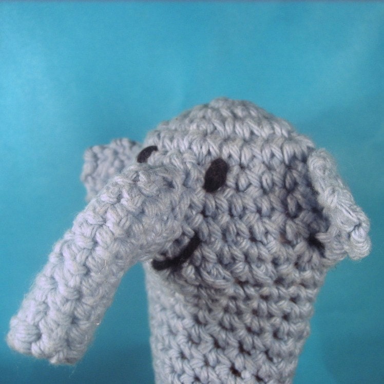 Elephant Puppet Named Peanut, great as party favor or baby mitten