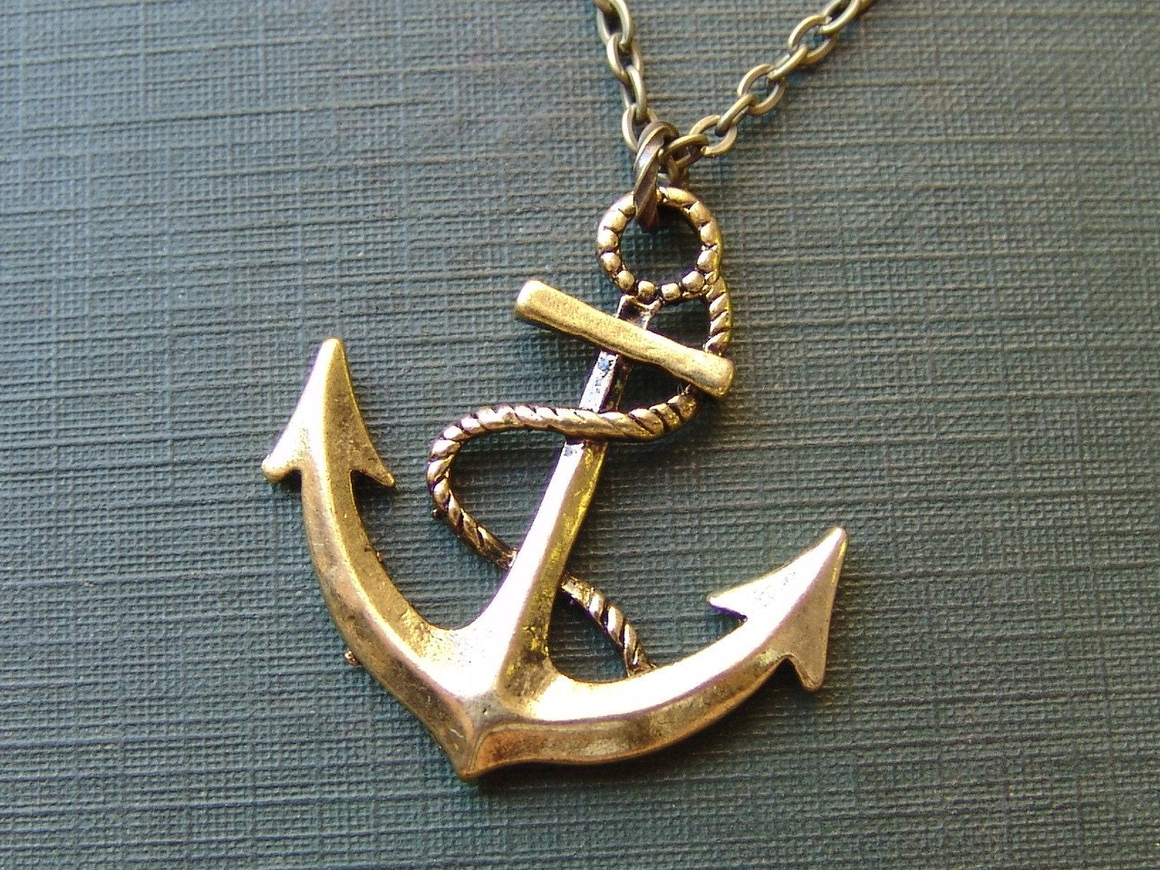 Anchor Long Necklace in Brass