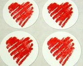 Sweet Heart Valentine Stickers - A set of 16 1 Inch Round, Red, Love Il_170x135