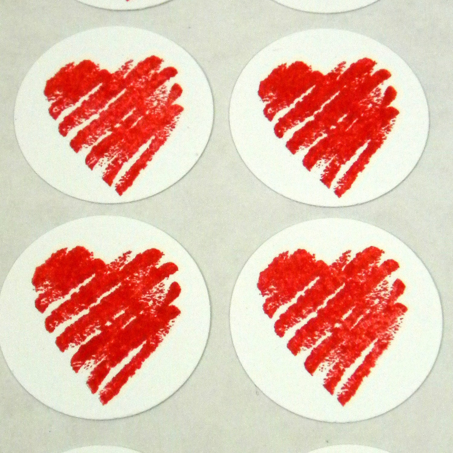 Sweet Heart Valentine Stickers - A set of 16 1 Inch Round, Red, Love Il_570xn