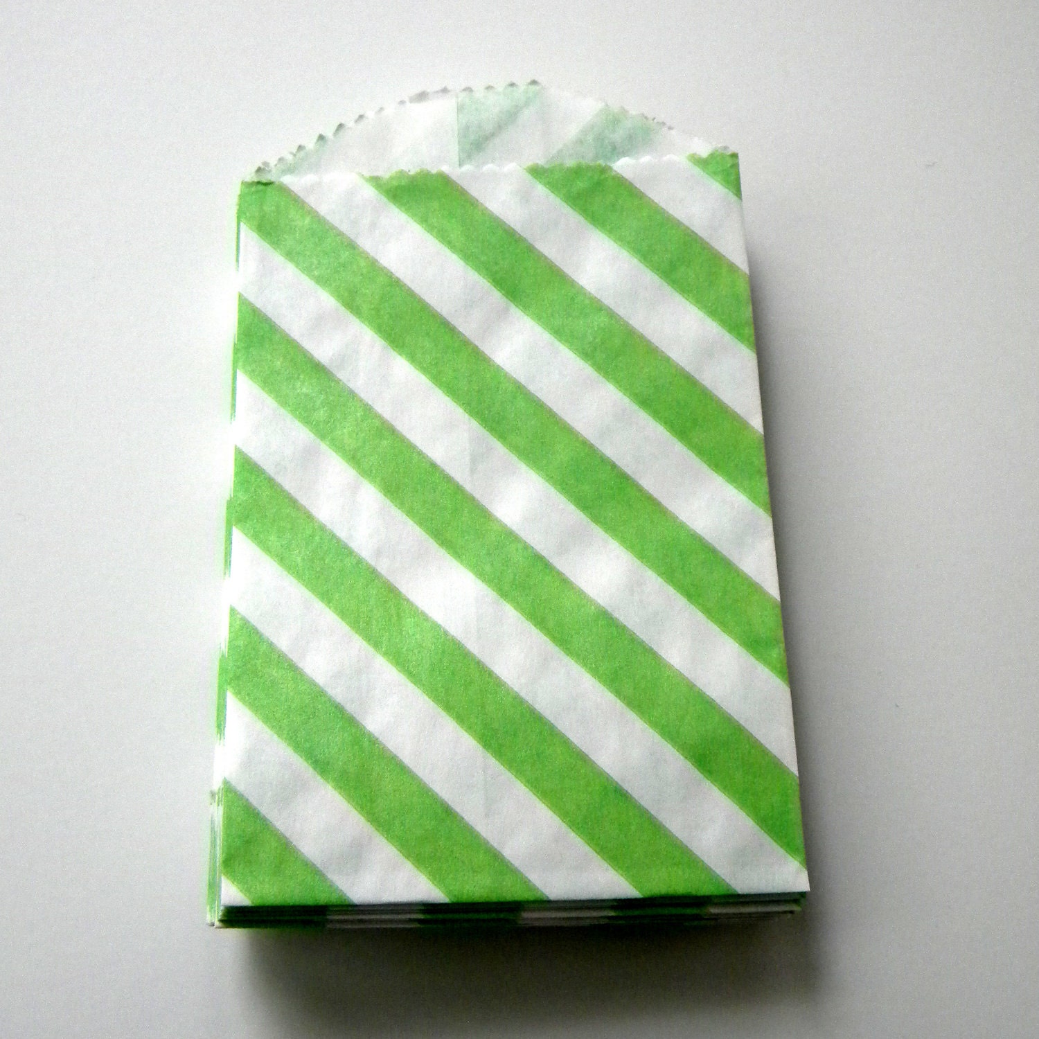 Favor Bags, Striped, Green and White, Little Bitty, Set of 25, 2 3/4 by 4 inches, Stripes Il_570xn