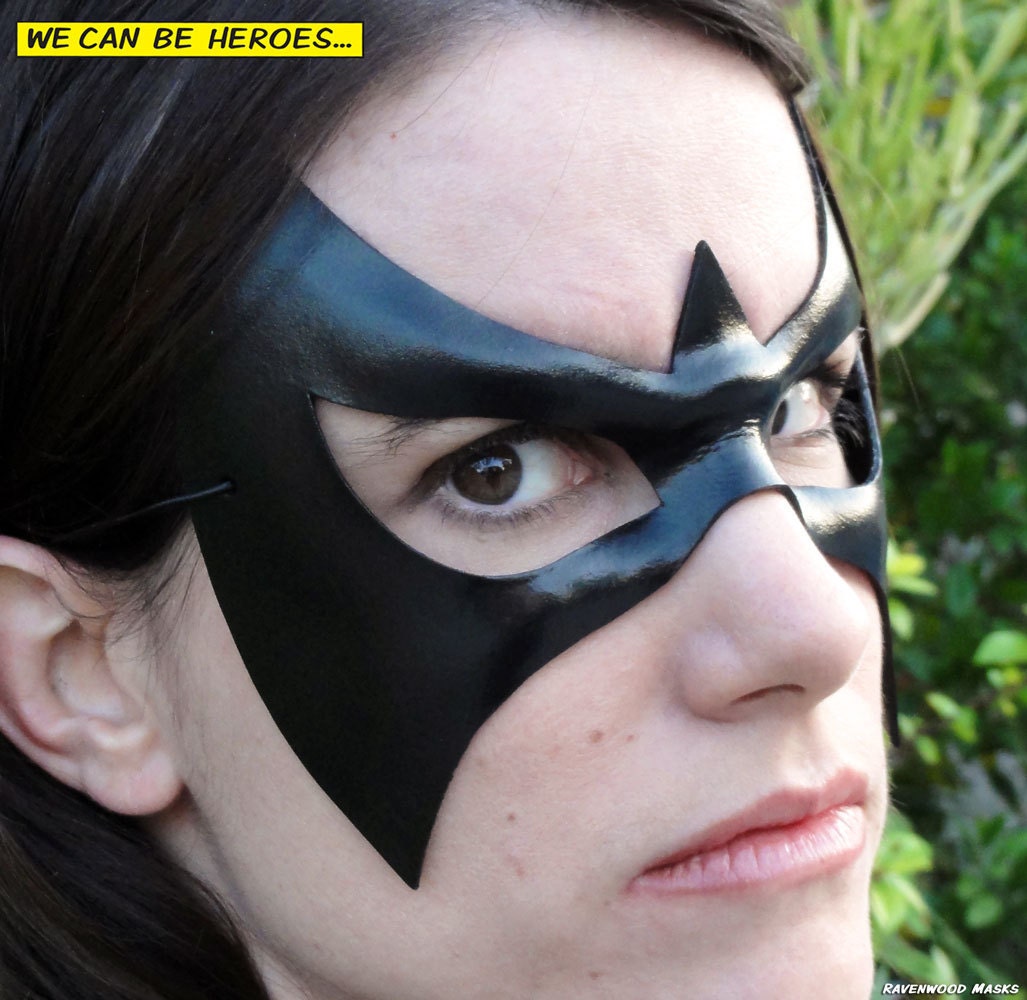 Masquerade mask - superhero costume - Nightfall - black leather mask - Made to Order