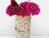 One large birch bark vase with free engraving, Natural