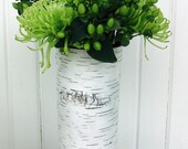 One large birch bark vase, Blanc