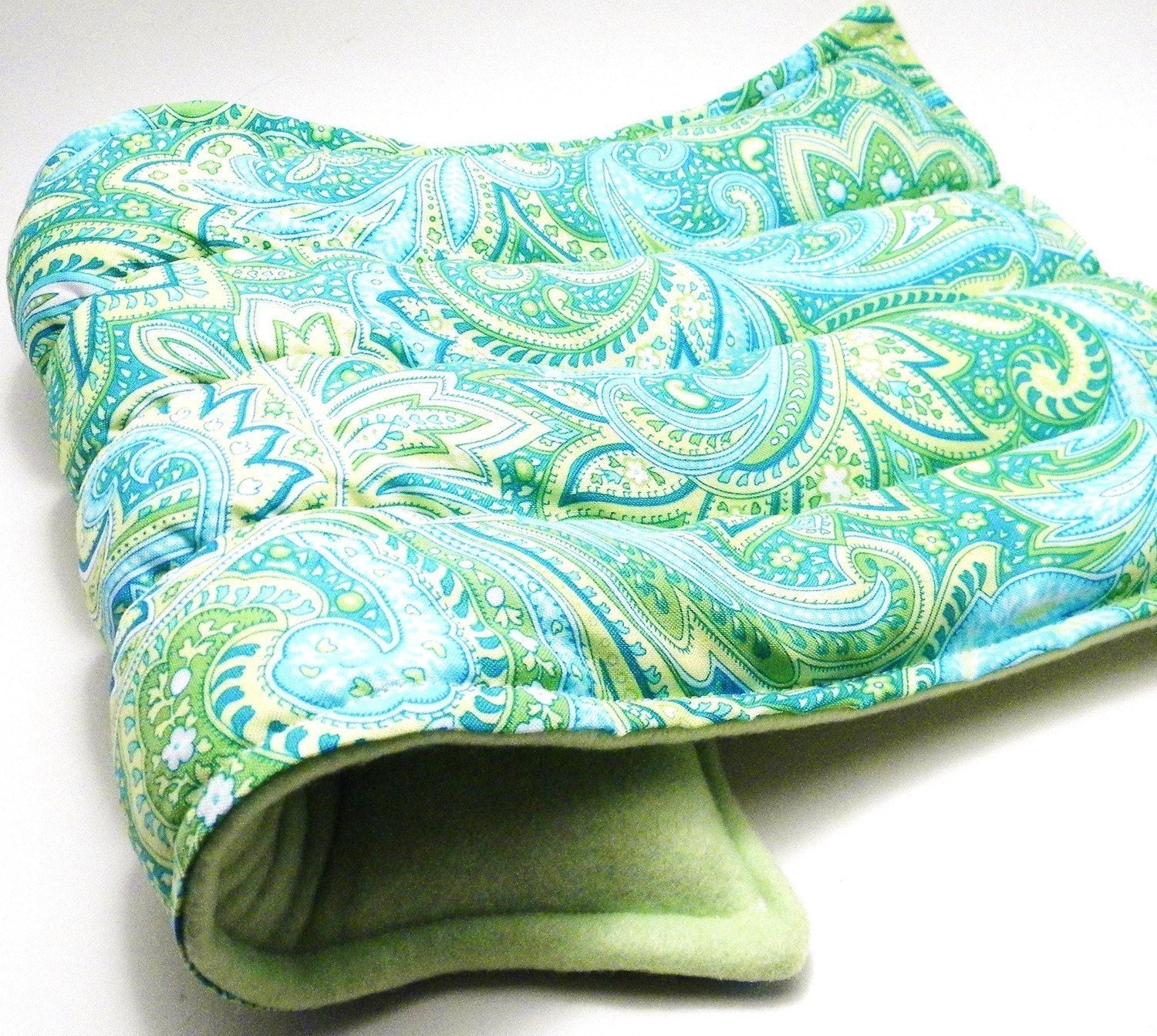 LARGE Heat Pack, Microwave Heating Pad, Hot Cold Therapy Pack, Natural Relaxation Pillow, mint green paisley