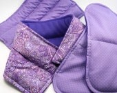 SPECIAL Heat Packs Cold Packs Gift Set, rice flax, Microwave Neck Warmer - purple paisley, dots