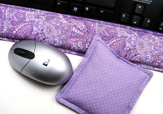 Wrist Rests Computer Keyboard, Mouse, Fall Fashion Desk Accessories Set, Hot Cold Therapy Pack - purple paisley