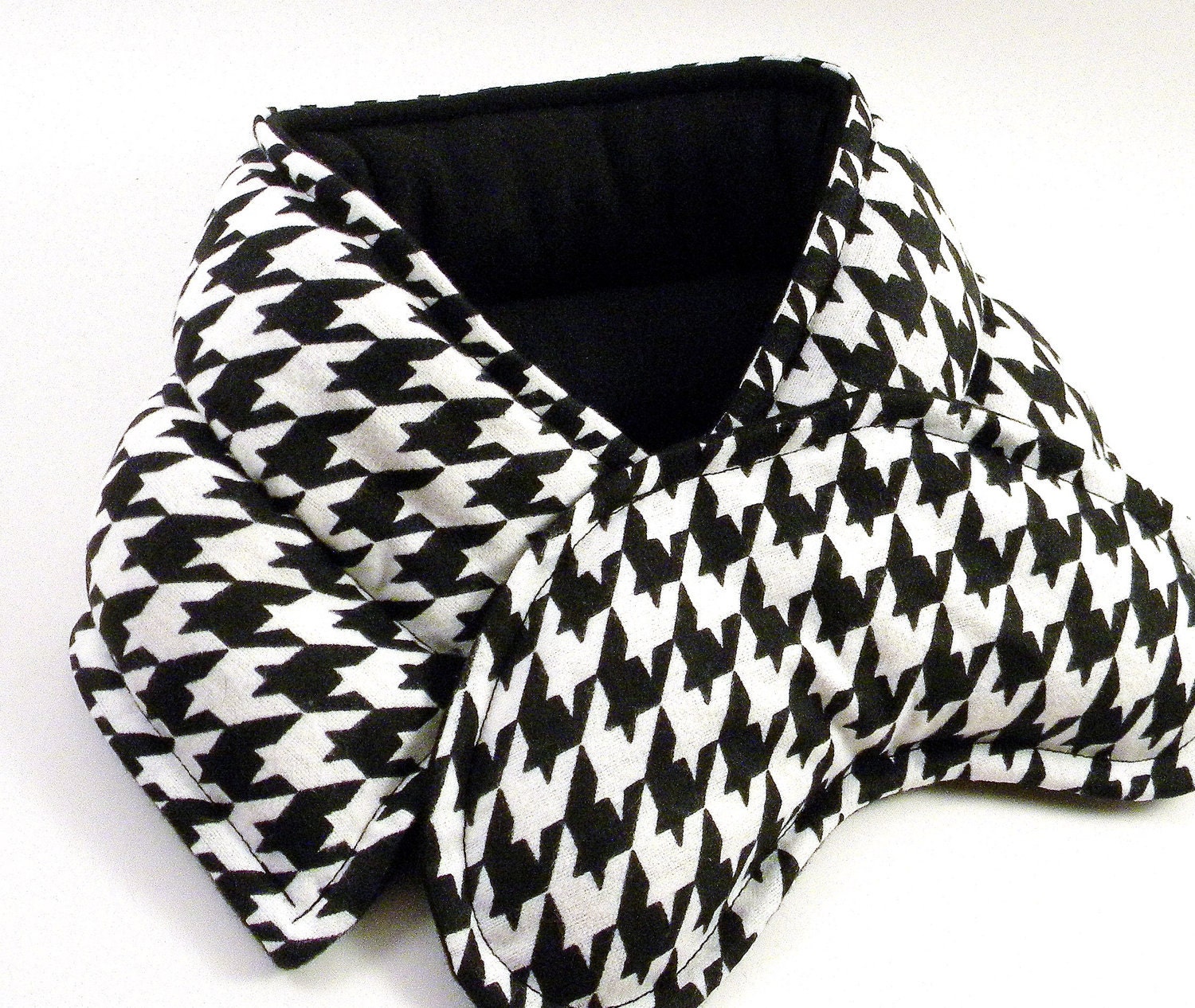 Neck Wrap Heat Pack Eye Pillow Set, Therapy Neck Wrap, Microwave Heating Pads, Black White Houndstooth