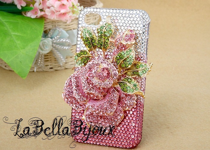 Pink Rose Crystal Cases for Iphone 4 Iphone 4s - LaBellaBijoux