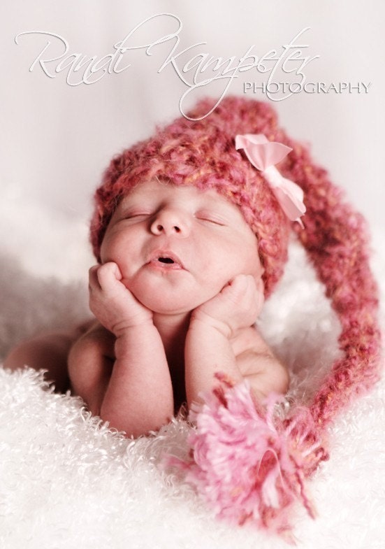 Girly Girl Pixie Newborn Baby Hat in Blush Pink Color, Images by Randi Kampeter