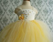 Flower Girl Dress,  Tutu Dress, Tutu in Ivory  and Yellow