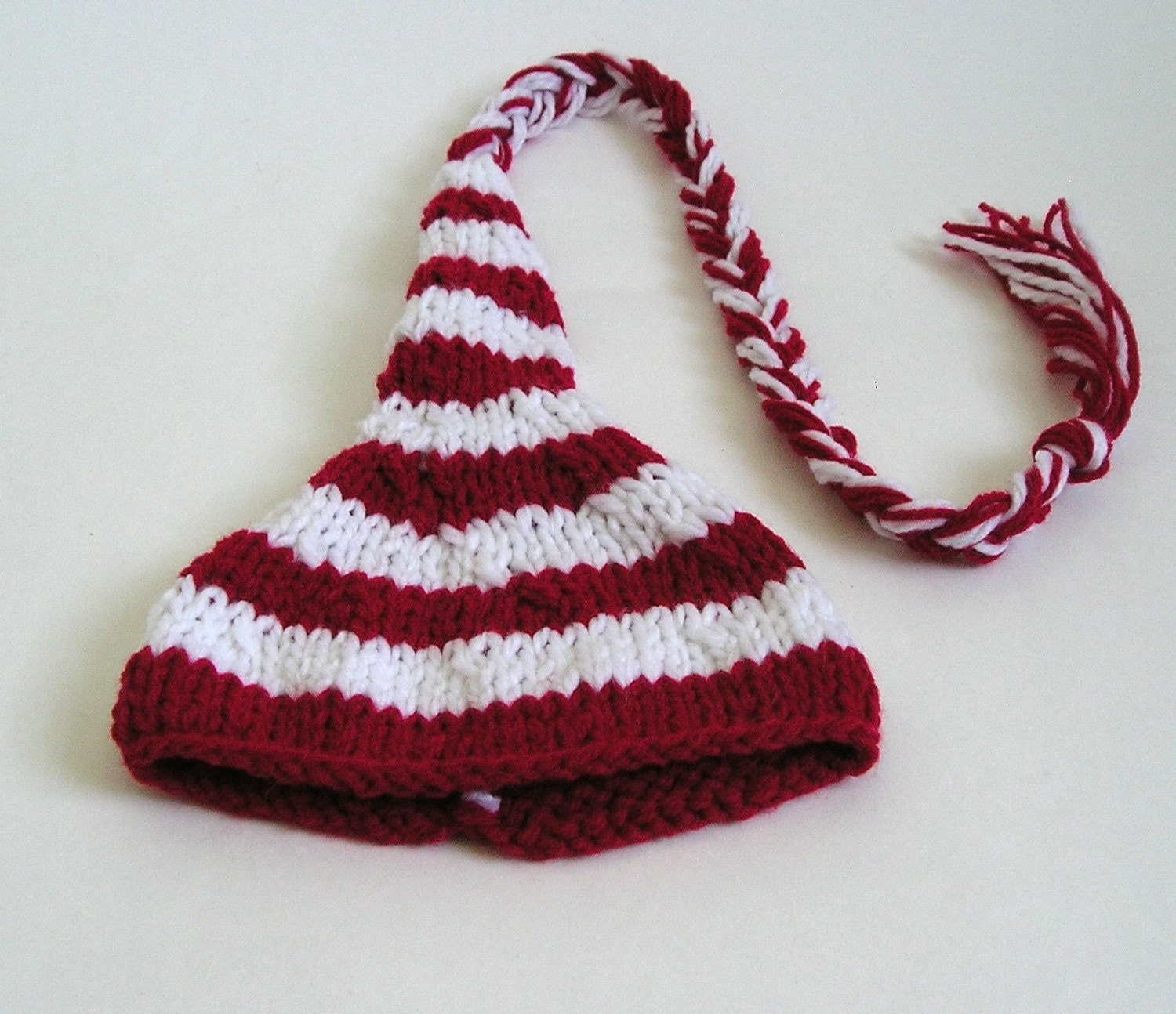 Santa Baby Pixie Newborn  Stocking Hat Photo Prop in White and Red, Perfect for your Photo Shoot this Coming Holidays