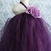 Beautiful Flower Girl Tutu Dress, Photo Prop, in Deep Purple,  with Delicate Oversized Purple Flower