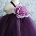 Beautiful Flower Girl Tutu Dress, Photo Prop, in Deep Purple,  with Delicate Oversized Purple Flower