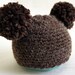 Pom Pom Knit Baby Hat, Baby Photo Prop, Bear Hat in Brown