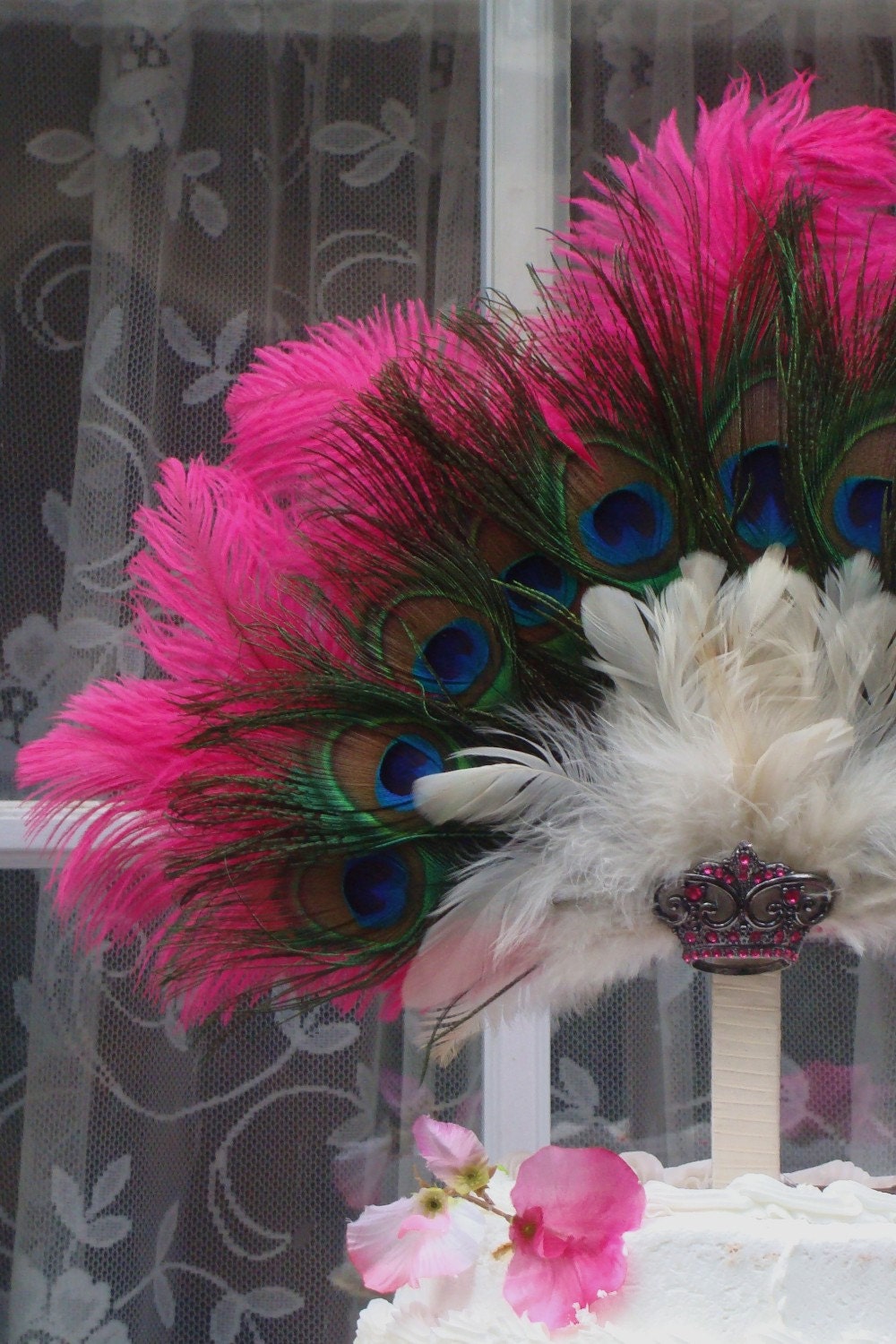 Peacock Feathered Fan cake topper