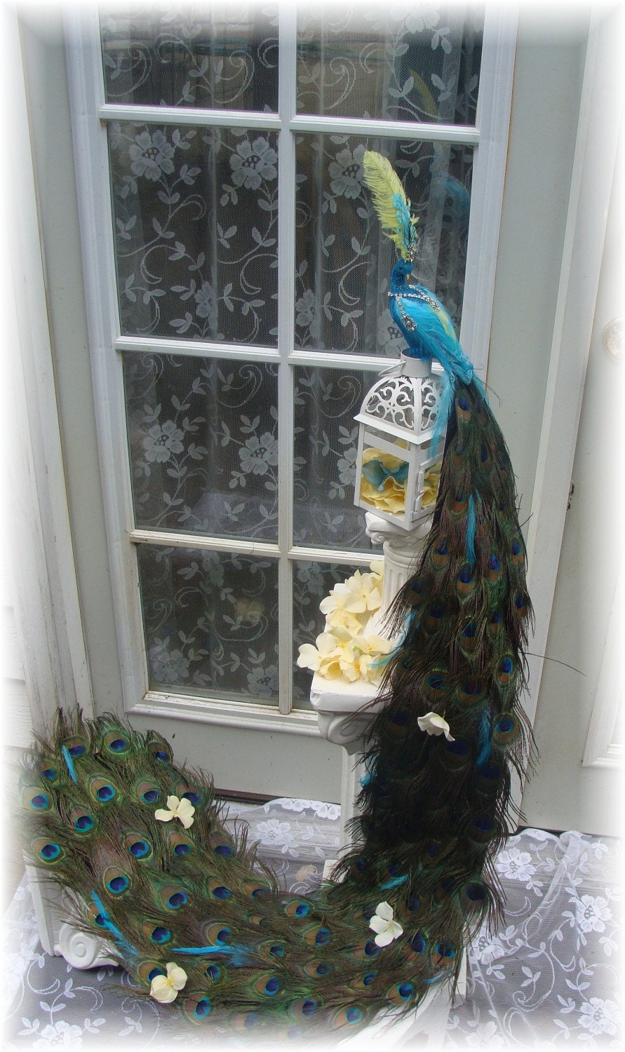 Winning FOUR WEDDINGS 48 inch Exquisite Peacock cake topper in your choice of colors