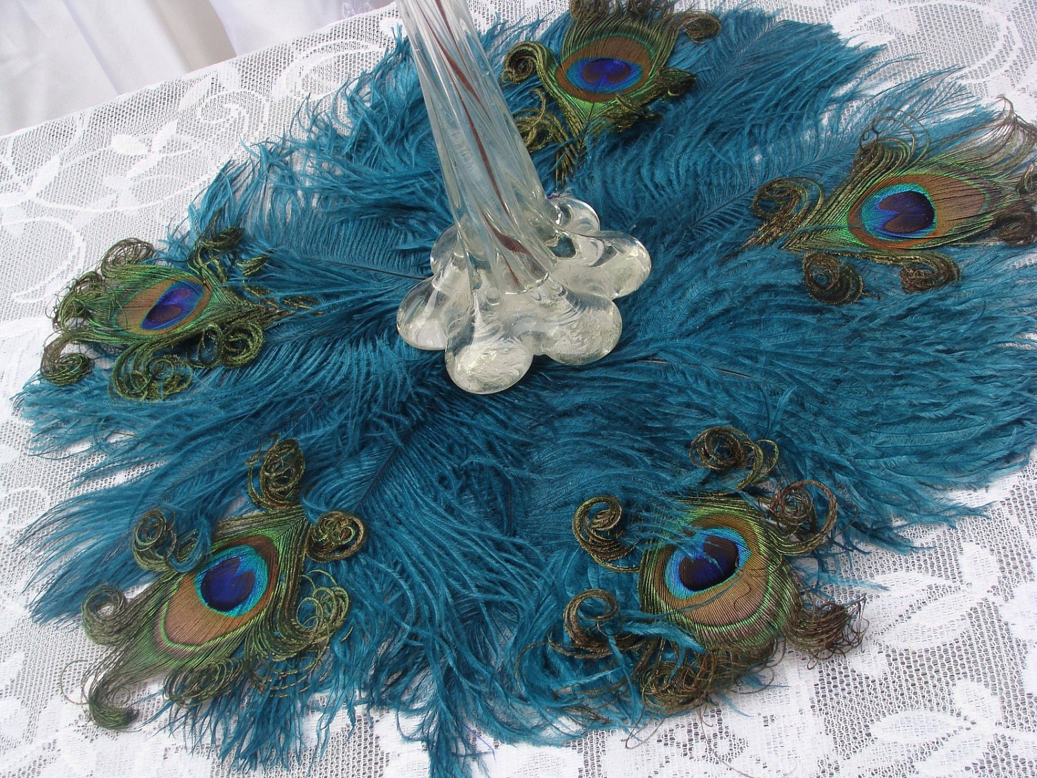 ONE 16" Ostrich and Peacock Feather mat in your choice of colors